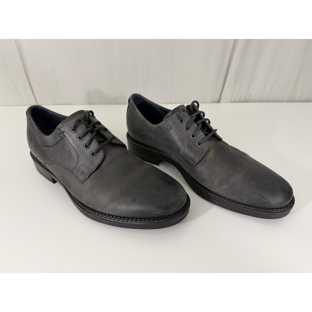 Ecco Men’s Newcastle Classic Tie Black Leather Shoes Size 11 US 45 EU Dark Grey